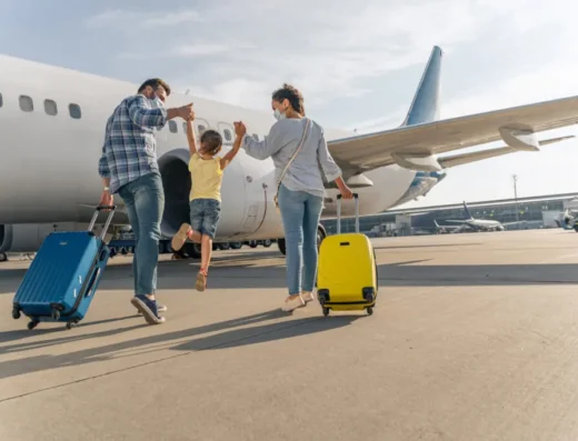 Family traveling by air