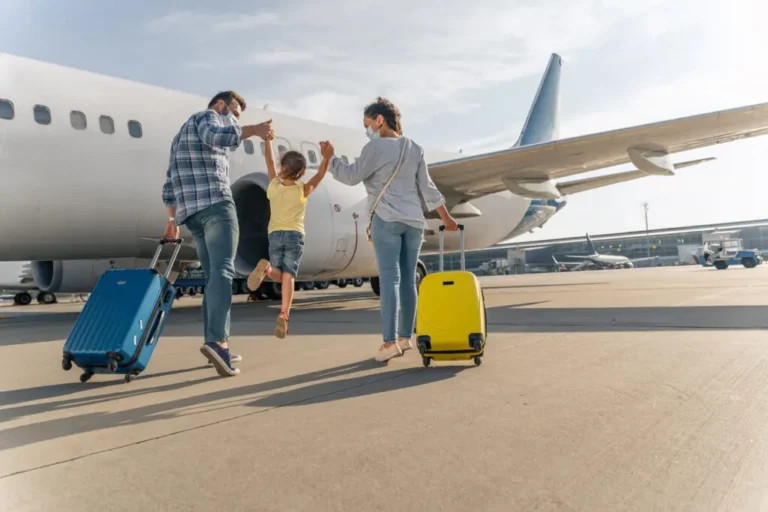 Family traveling by air