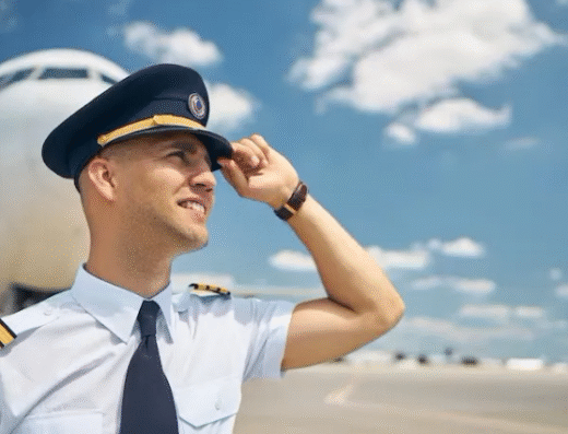 A Pilot standing in front of an airplane