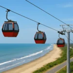 An AI Generated image of Cable Car Concept over Cox Bazaar Beach