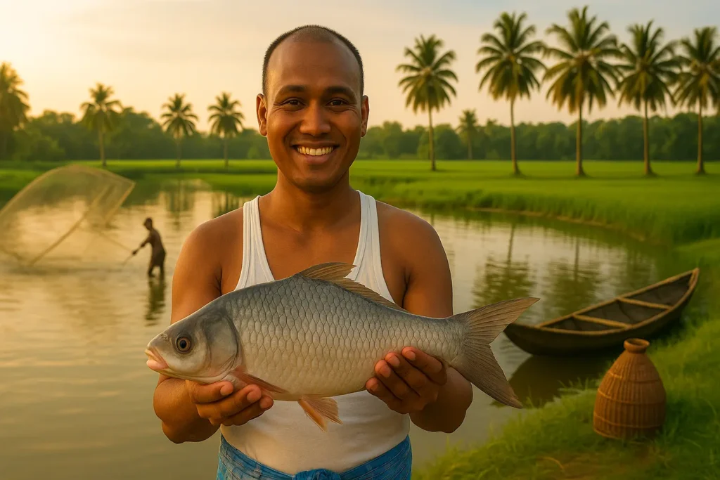 A fisherman is inviting for fishing in Amontron campaign